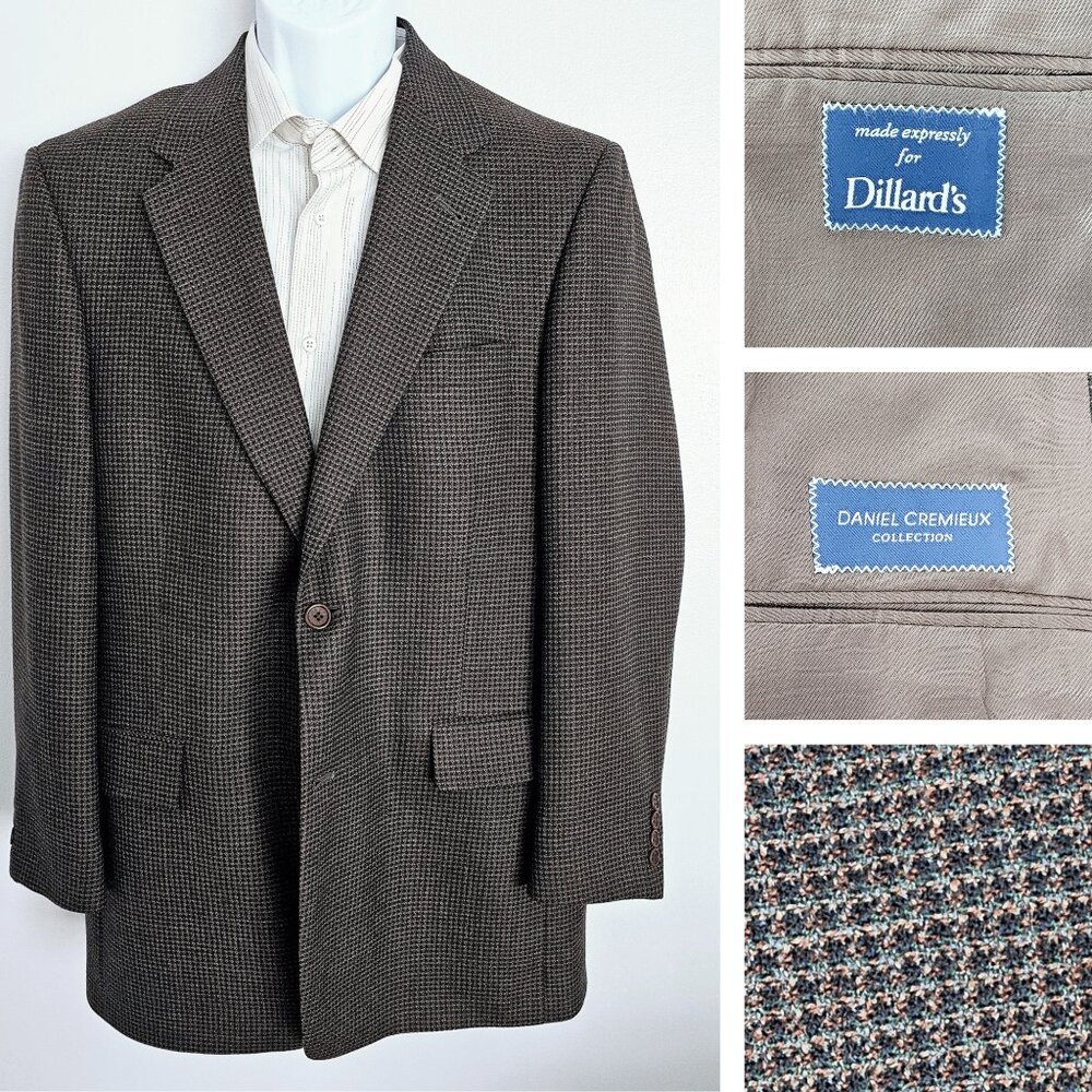 Dillard’s Cremieux Collection Mens 42R  Brown & Green Checkered Jacket Blazer